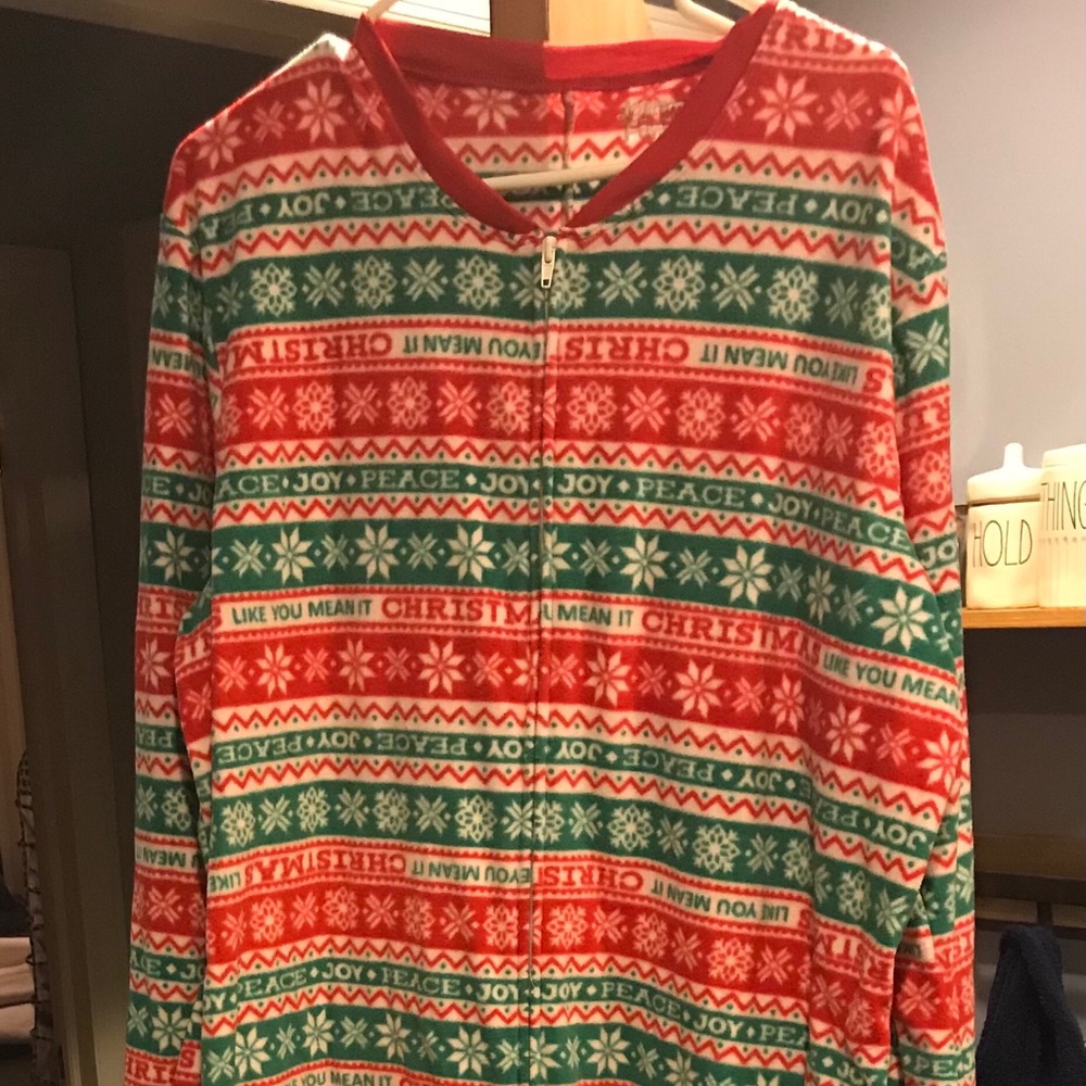 Christmas Footless fleece men’s pajama one piece.